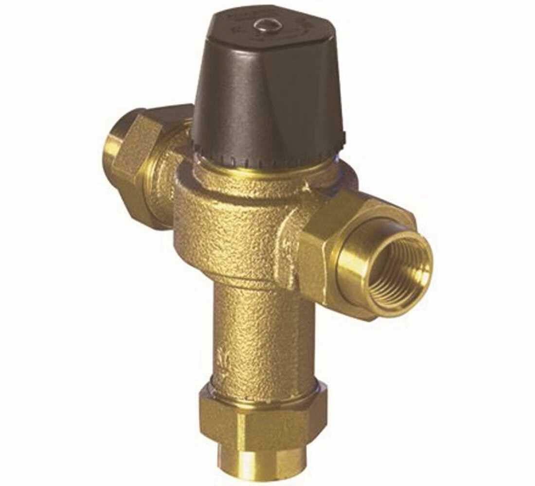 LFLM496-1 Under Counter Thermostatic Mixing Valve, 3/4" Union Npt Female, Rough Bronze