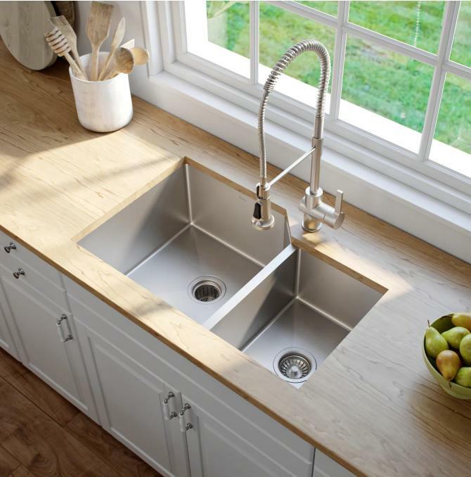 Kraus KHU123‑32 32" Undermount 60/40 Double Bowl 16 Gauge Stainless Steel Kitchen Sink
