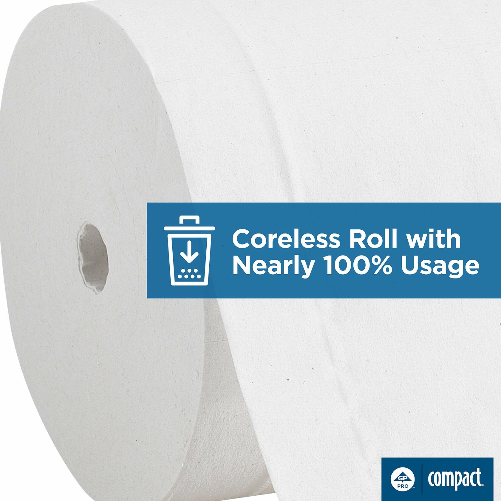 Compact 2-Roll Side-by-Side Coreless High-Capacity Toilet Paper Dispenser by GP PRO (Georgia-Pacific), Gray, 1 Dispenser