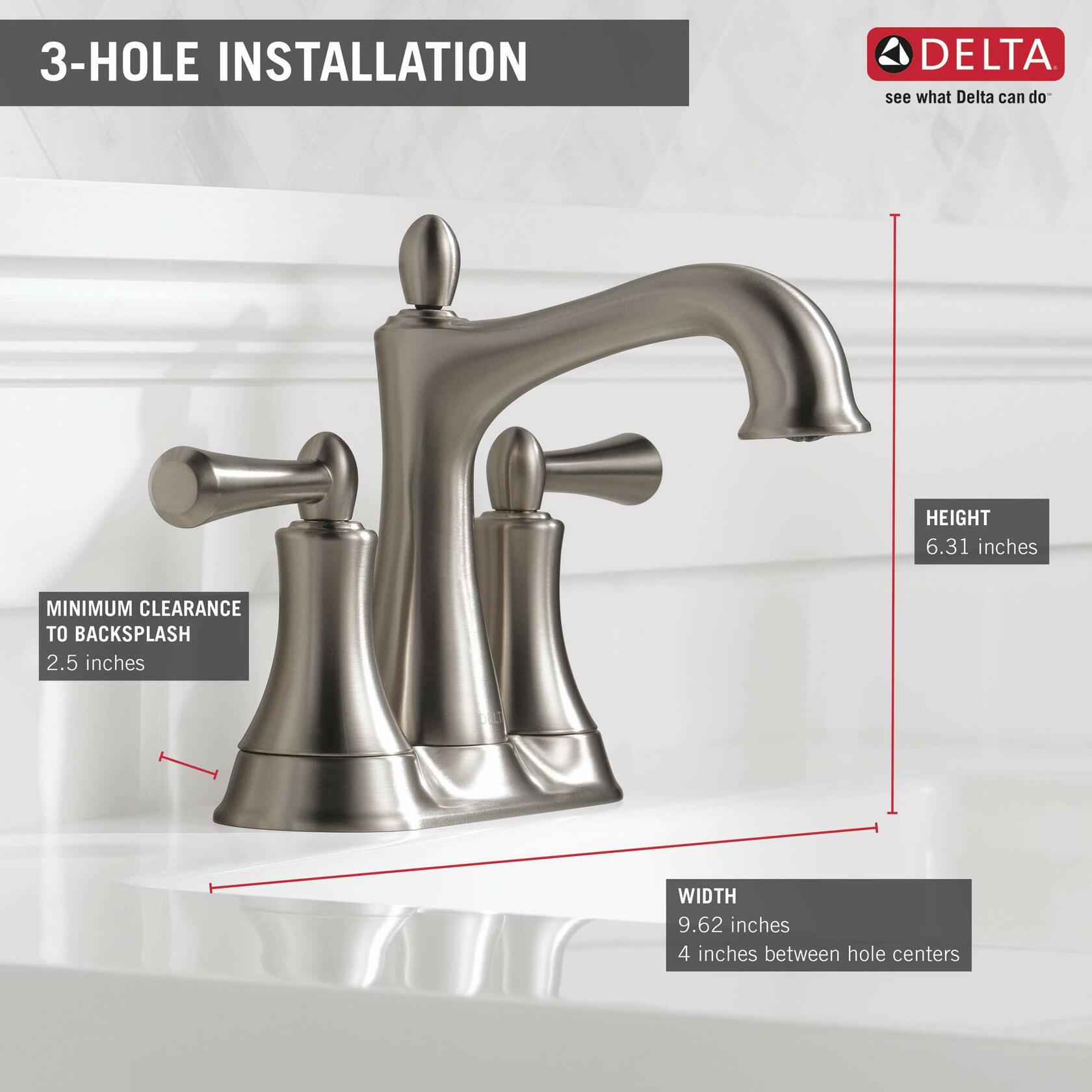 Delta 25774LF-SP Rila 4" Centerset 2 Handle Bathroom Faucet, Spotshield Brushed Nickel