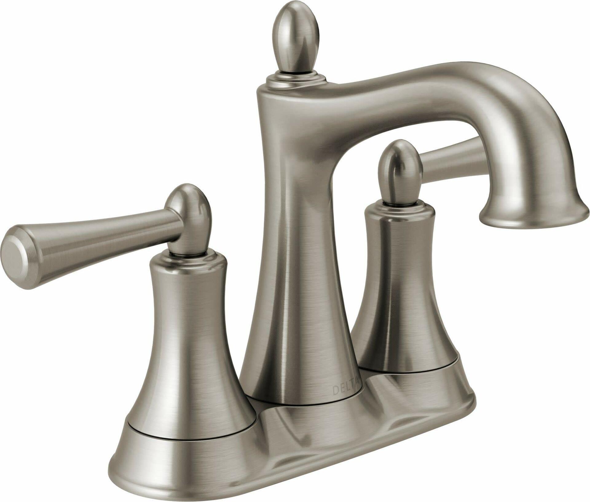 Delta 25774LF-SP Rila 4" Centerset 2 Handle Bathroom Faucet, Spotshield Brushed Nickel