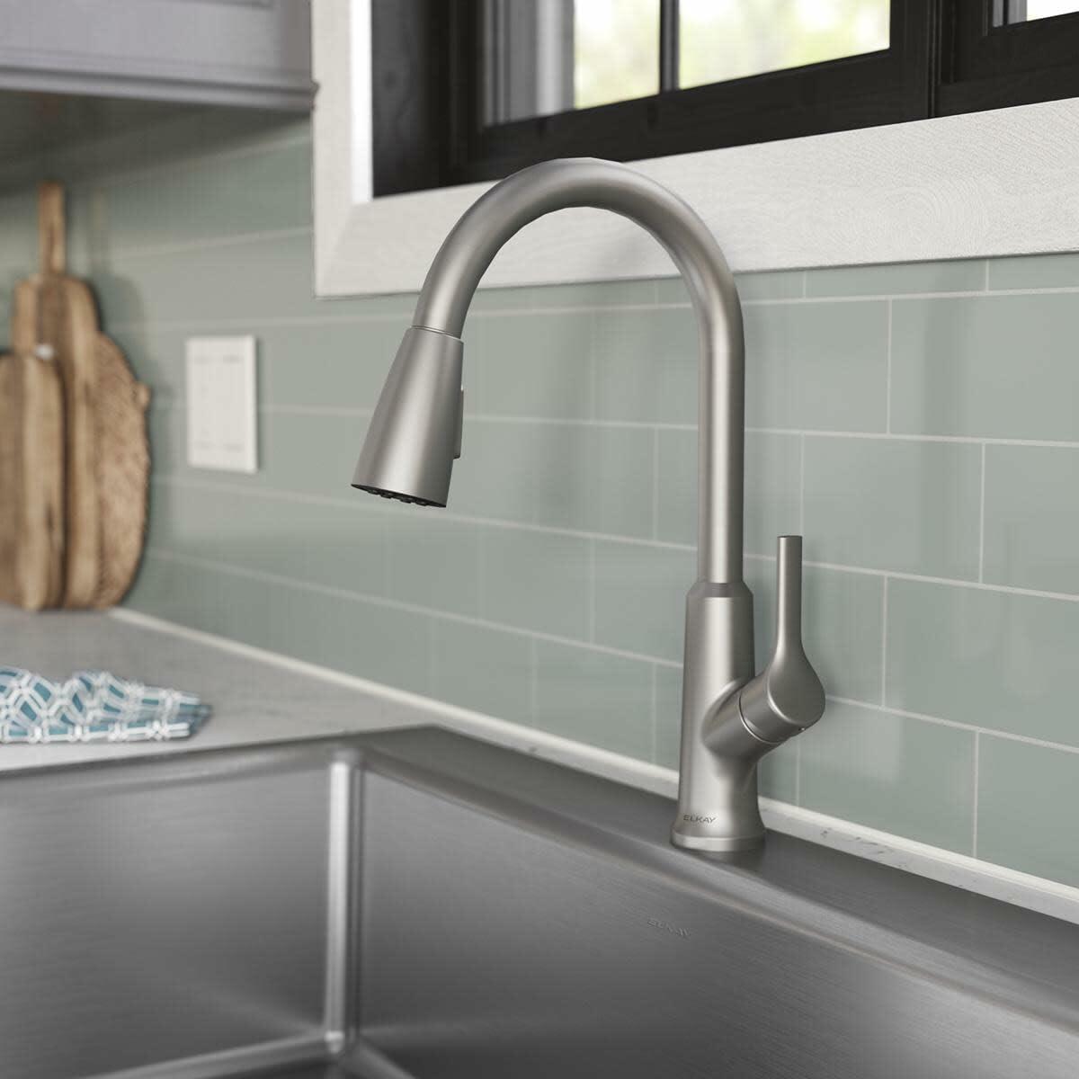 Elkay LK1410LS Everyday 1.80 GPM Single Hole Kitchen Faucet, Includes Escutcheon, Lustrous Steel