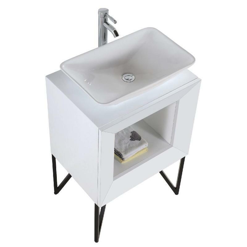 Fine Fixtures MX24WH Maxi 24 Inch Wall Mount Single Bath Vanity, White Matte