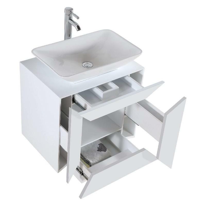 Fine Fixtures MX24WH Maxi 24 Inch Wall Mount Single Bath Vanity, White Matte