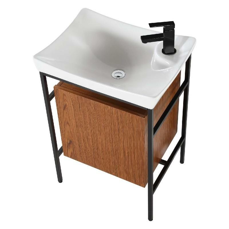 Fine Fixtures RB24TK Rubik 24" Vanity — Teak with Black Metal Frame