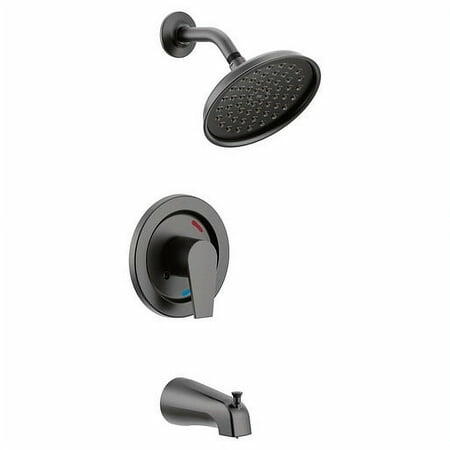 Moen 48003BLGR CLEVELAND FAUCET GROUP Slate Single-Handle 1-Spray 1.75 GPM Tub and Shower Faucet with Valve in Matte Black