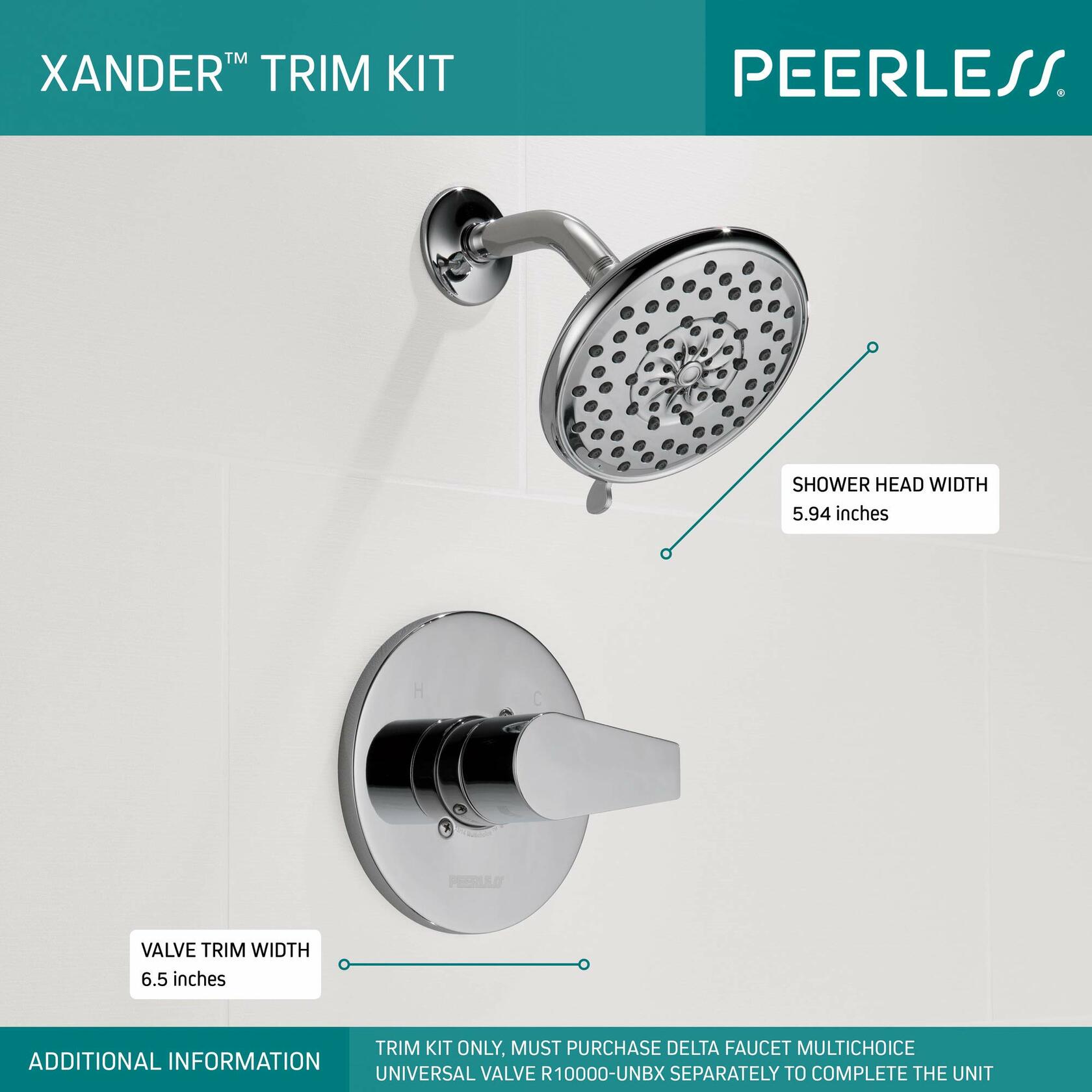 Peerless PTT14219-BL Xander Shower Only Trim Kit, Matte Black