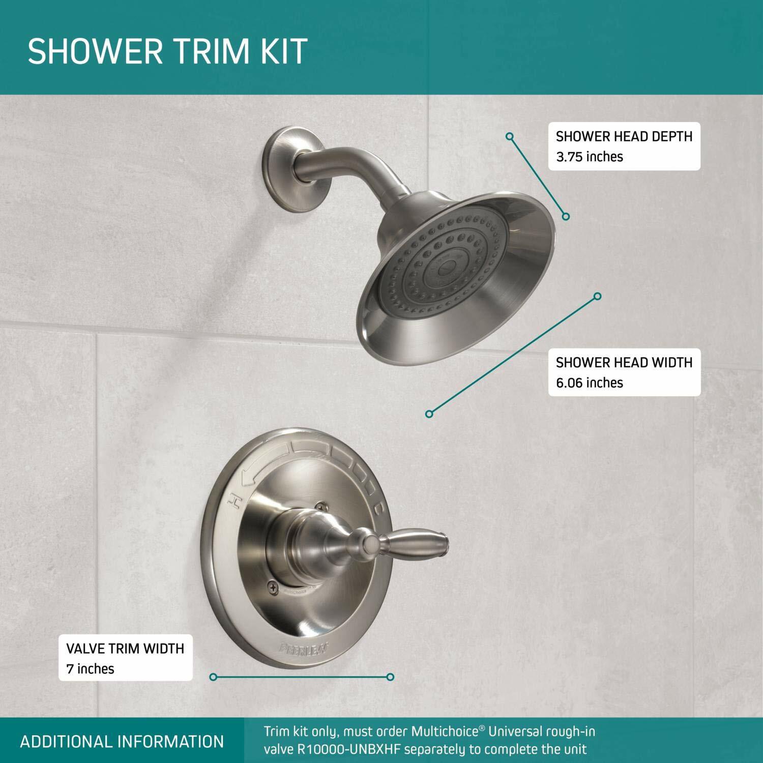 Peerless PTT188780-BN Claymore Single-Handle Shower Trim Kit, Brushed Nickel (No Valve)