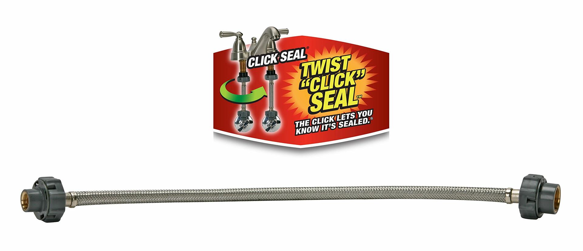 Fluidmaster B1F30CS CLICK SEAL Faucet Connector, Braided Stainless Steel - 3/8-Inch Compression Thread x 1/2-Inch F.I.P. Thread, 30-Inch Length