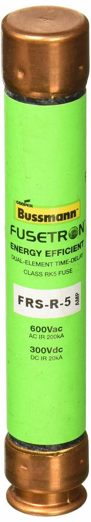 Bussmann Tron FRS-R Energy Efficient Non-Indicating Time Delay Fuse, 600 Vac/300 Vdc, 5 A, 5 Amp