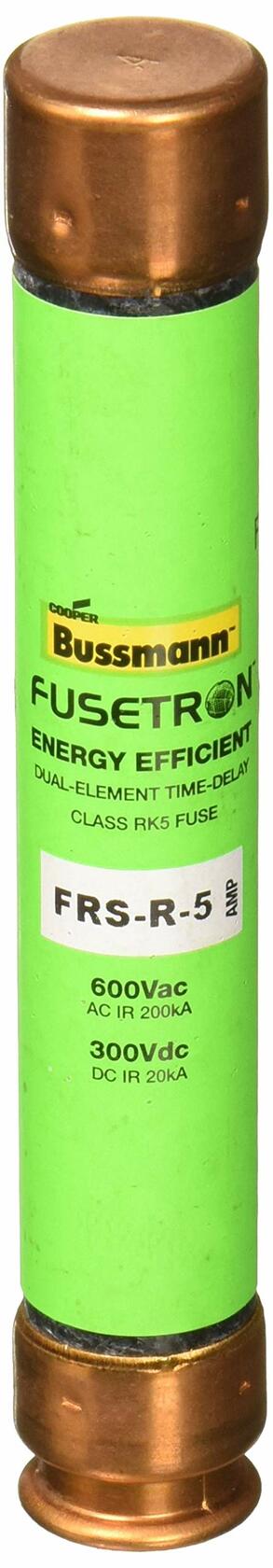 Bussmann Tron FRS-R Energy Efficient Non-Indicating Time Delay Fuse, 600 Vac/300 Vdc, 5 A, 5 Amp