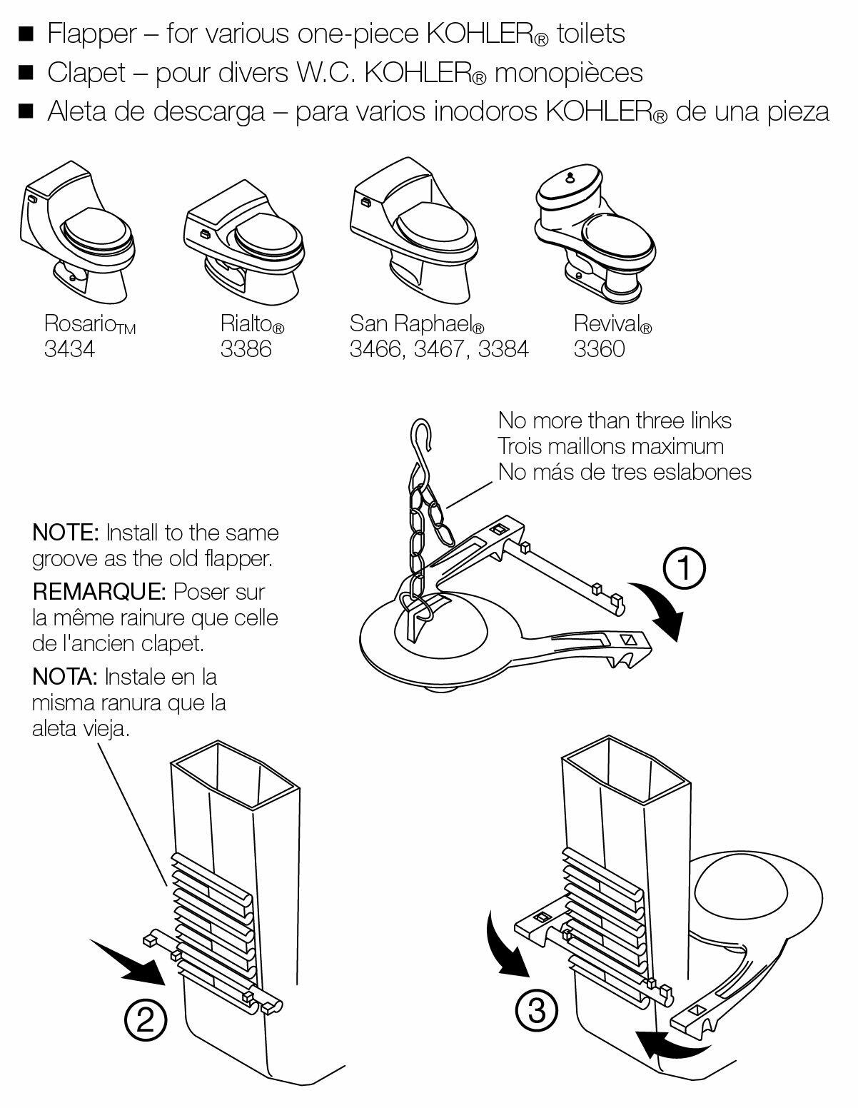 KOHLER GENUINE PART K-GP84995 FLAPPER Toilet Flapper, 2" hinge flapper used in various one-piece toilets
