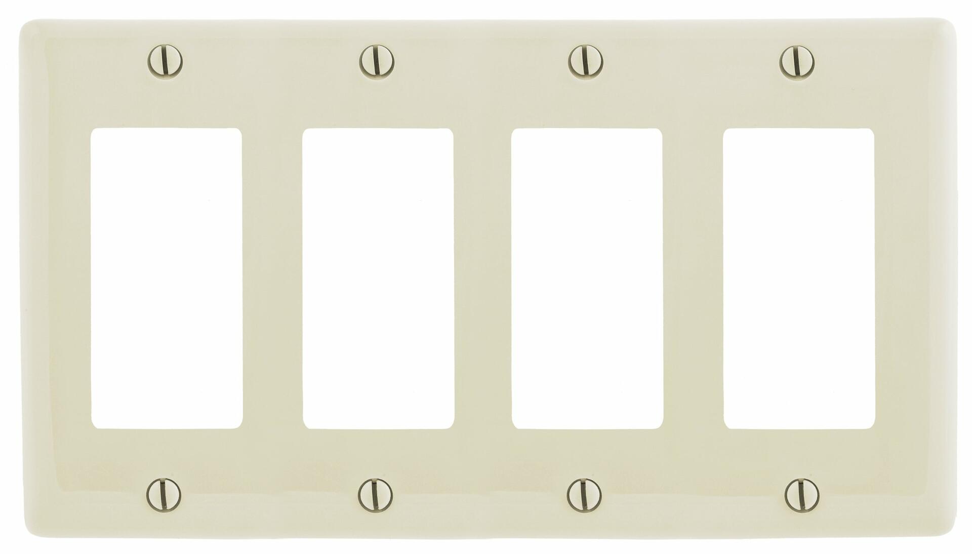 Bryant Electric NP264LA 4-Gang 4 Decorator/GFCI Wall Plate, Light Almond