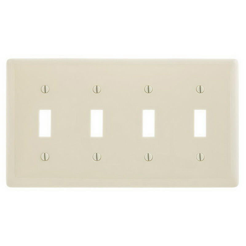 Hubbell NPJ4LA Lt Almond 4-Gang Unbreakable MidSize Switch Plate Cover Wallplate