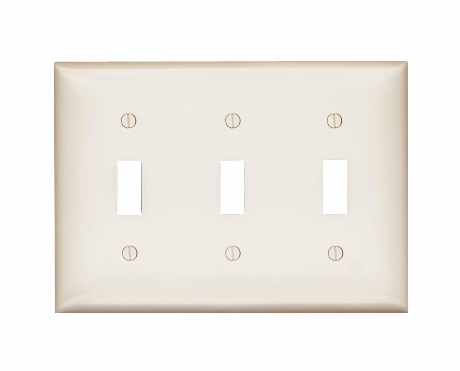 Preferred Industries WH1003-ALM Three Gang Toggle Style Wall Plates, 10-Pack, Almond