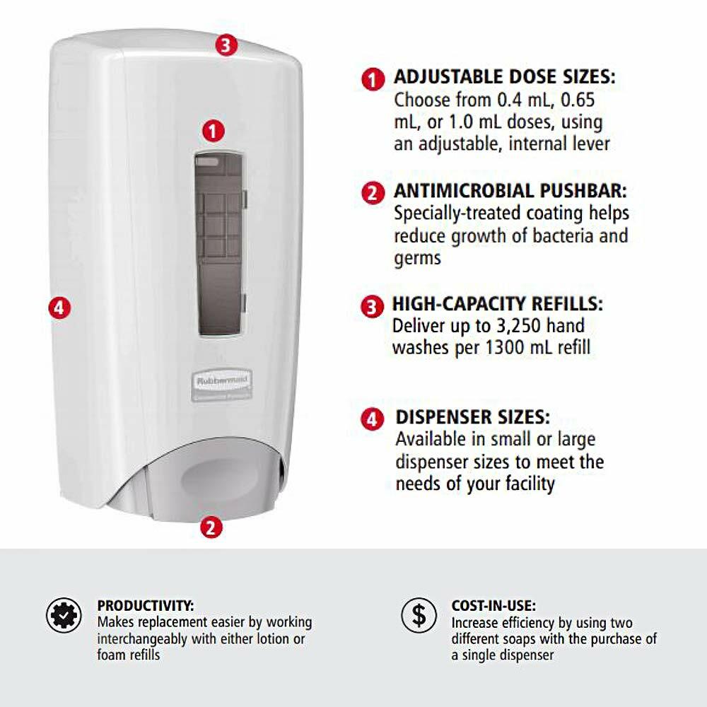 Rubbermaid Commercial 3486592 Flex Wall-Mounted Manual Skin Care Dispenser, Black, 1000- to 1300 mL (Pack of 2)