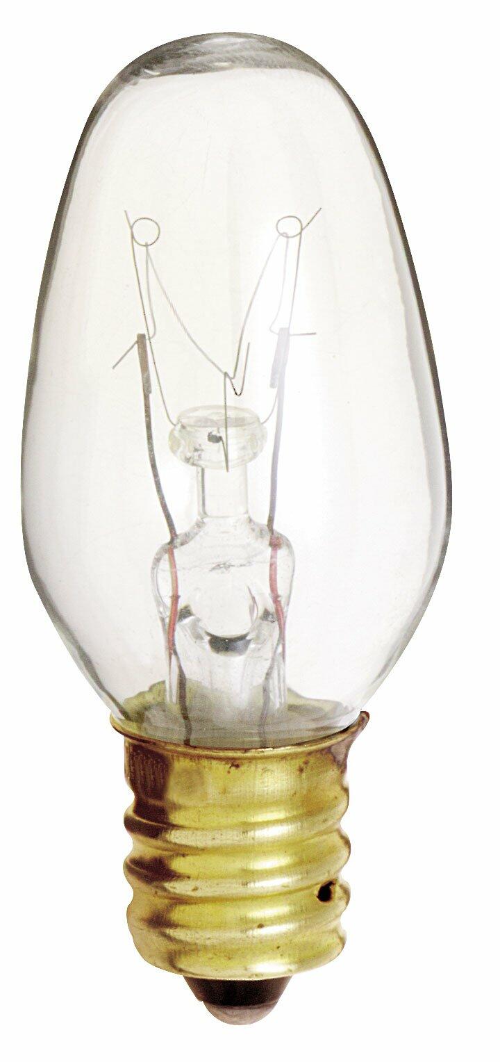 Satco S3791 120V 2/Card Candelabra Base 7-Watt 7C7 Night Light Bulb, Clear