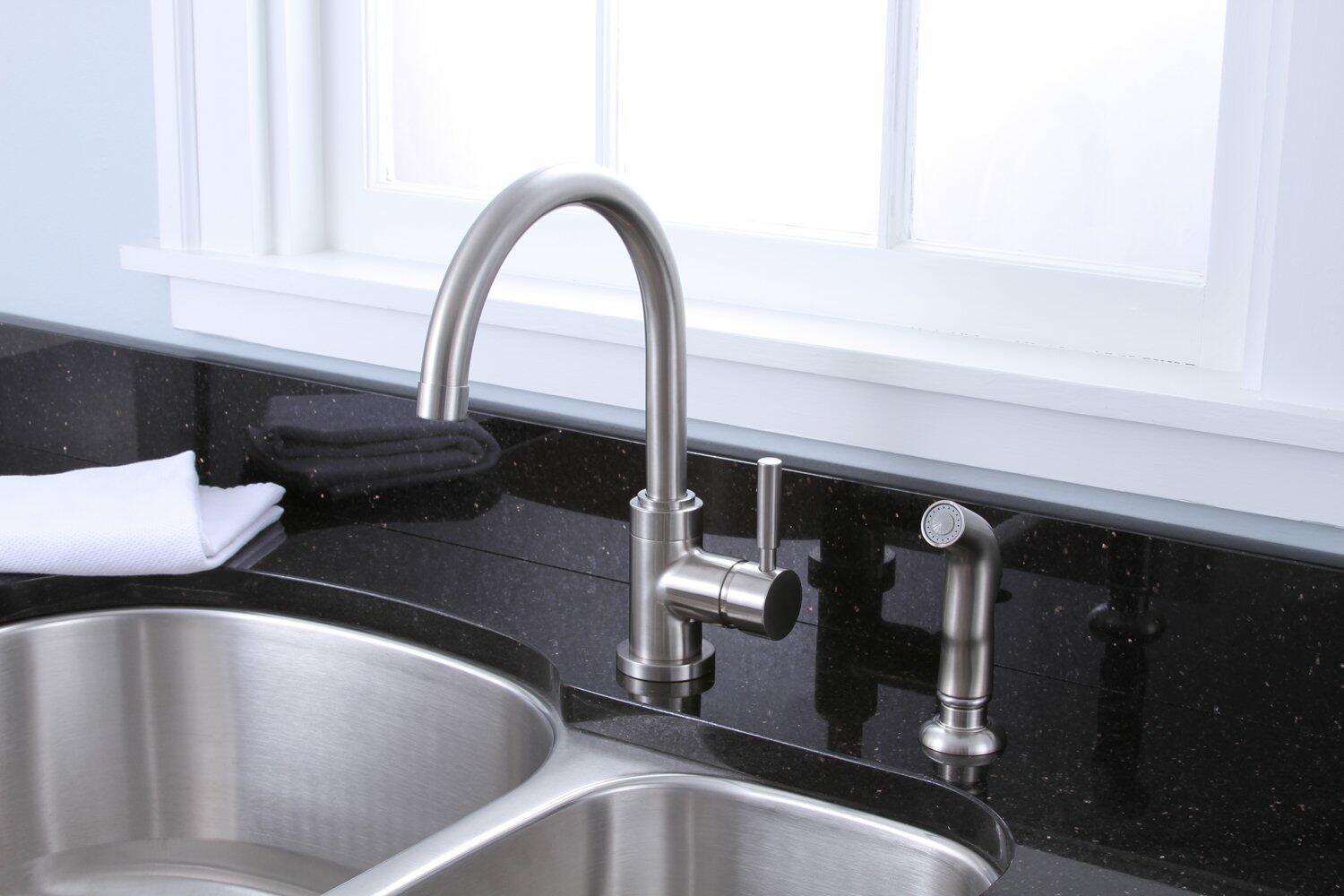 Premier Faucet 120098 Essen Lead-Free Single-Handle High-Arc Kitchen Faucet, PVD Brushed Nickel