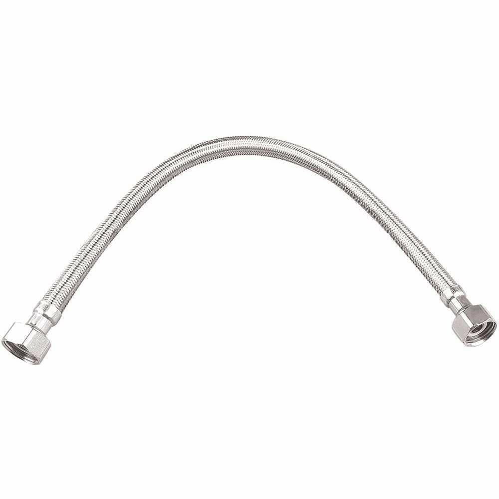 DURAPRO GIDDS-157714 Bathroom Faucet Water Connector Supply Line, 1/2" Compression x 1/2" Fip x 16" Long, Steel, Lead Free