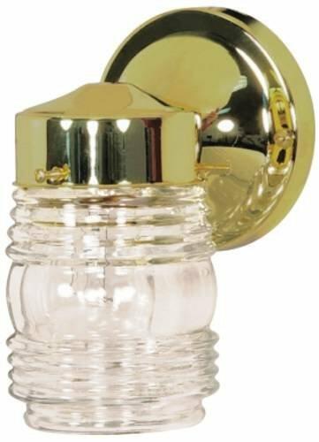 Monument 671190 Outdoor Jelly Jar Wall Lantern, 4-3/8" x 6-3/4", Polished Brass