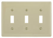 Bryant Electric NP3I 3-Gang 3-Toggle, Standard Size Nylon Wallplate, Ivory