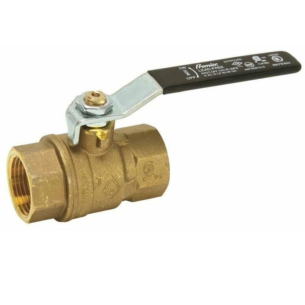 Premier GIDDS-275157 1/2" FIP x 1/2" FIP Full Port Lead-Free Threaded Brass Ball Shut-Off Valve (Pack of 4; Made in Italy)