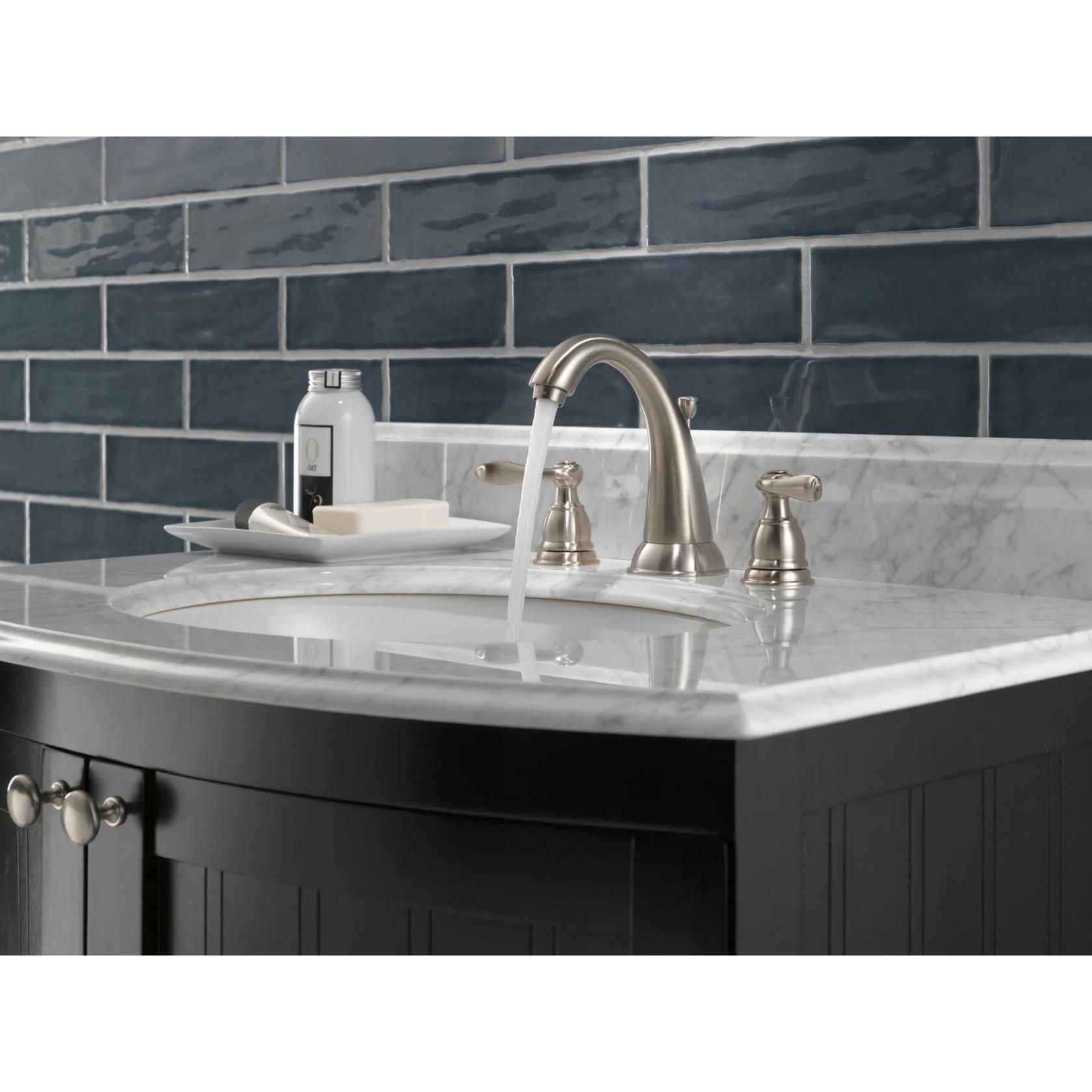 Delta 35996LF-BN-ECO Windemere 2-Handle Widespread Bathroom Faucet w/ Pop-Up Drain (Brushed Nickel)