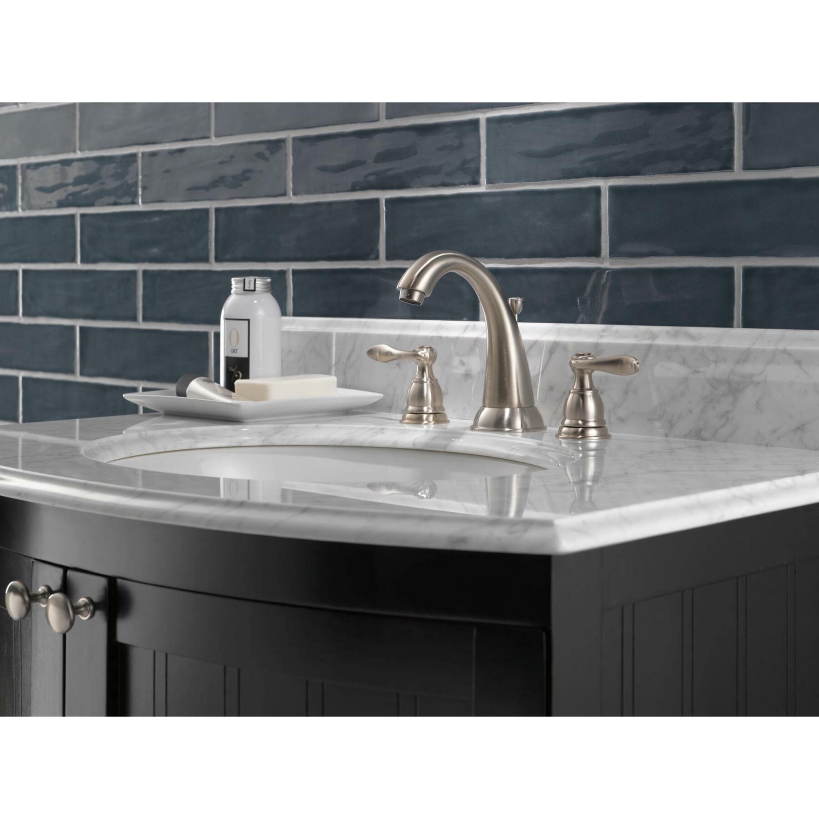 Delta 35996LF-BN-ECO Windemere Two-Handle Widespread Bathroom Faucet w/ Pop-Up Drain (Brushed Nickel)