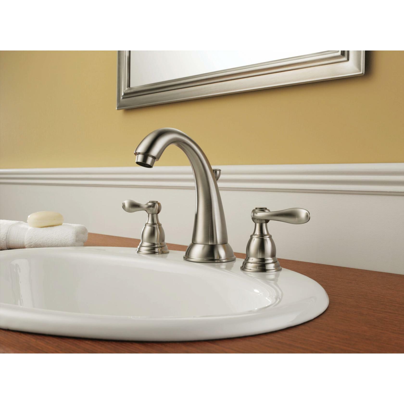 Delta 35996LF-BN-ECO Windemere 2-Handle Widespread Bathroom Faucet w/ Pop-Up Drain (Brushed Nickel)