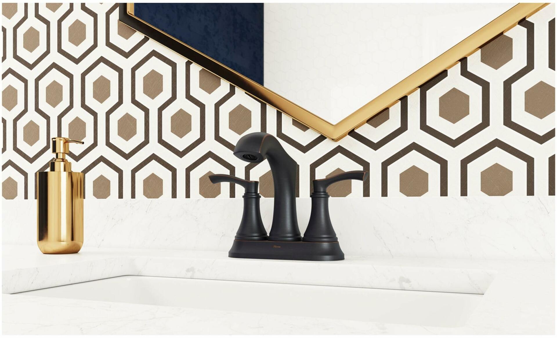 Pfister LG48-WD0C Woodbury 2-Handle 4" Centerset Bathroom Faucet w/ Push & Seal Drain (Polished Chrome)