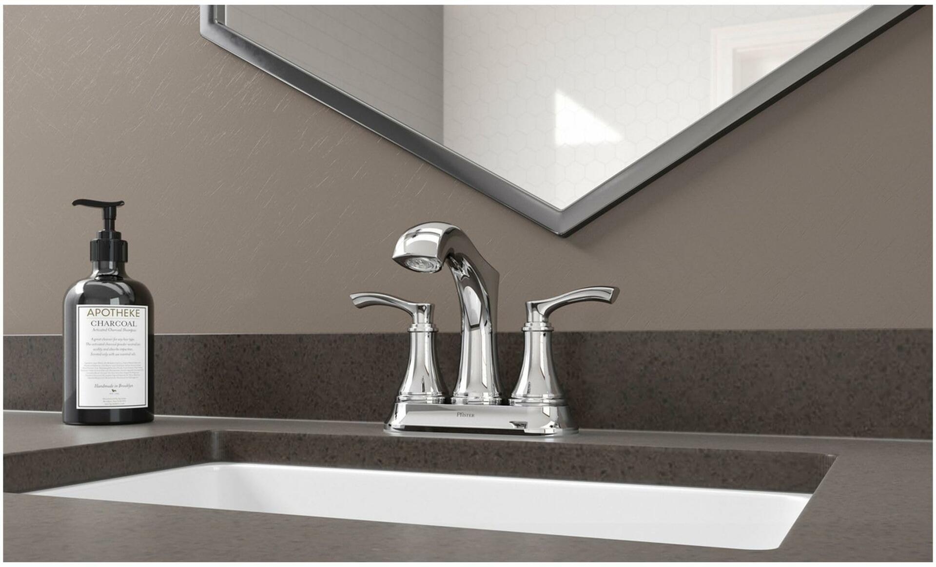 Pfister LG48-WD0C Woodbury 2-Handle 4" Centerset Bathroom Faucet w/ Push & Seal Drain (Polished Chrome)