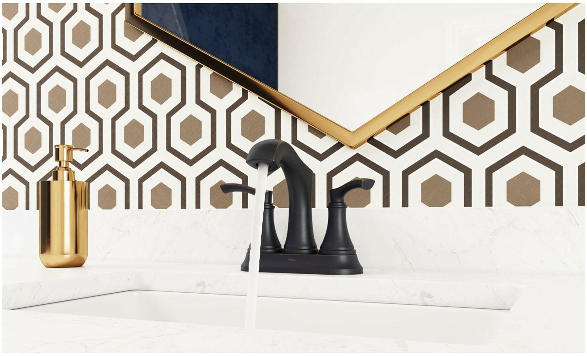 Pfister LG48-WD0C Woodbury 2-Handle 4" Centerset Bathroom Faucet w/ Push & Seal Drain (Polished Chrome)