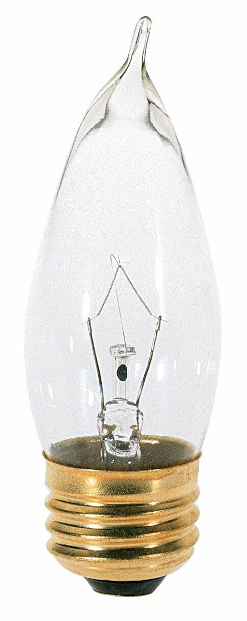 Satco A3664 130-Volt 25-Watt CA10 Incandescent Light Bulb (Clear; Medium Base; Dimmable; 2700K; 210 Lumens; Pack of 25)