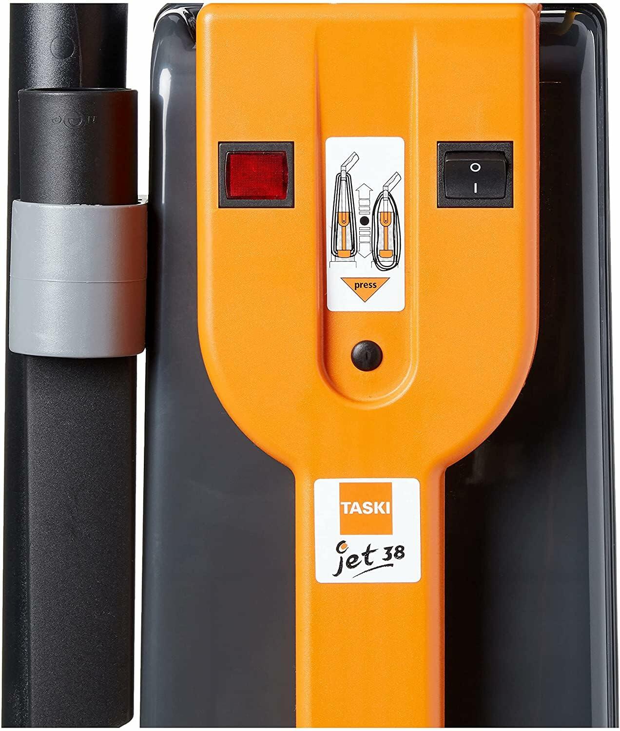 Taski 7516263 Jet 38 15" 1 Gal Dual-Motor Bagged Corded HEPA Filter Upright Vacuum Cleaner (Grey & Orange)