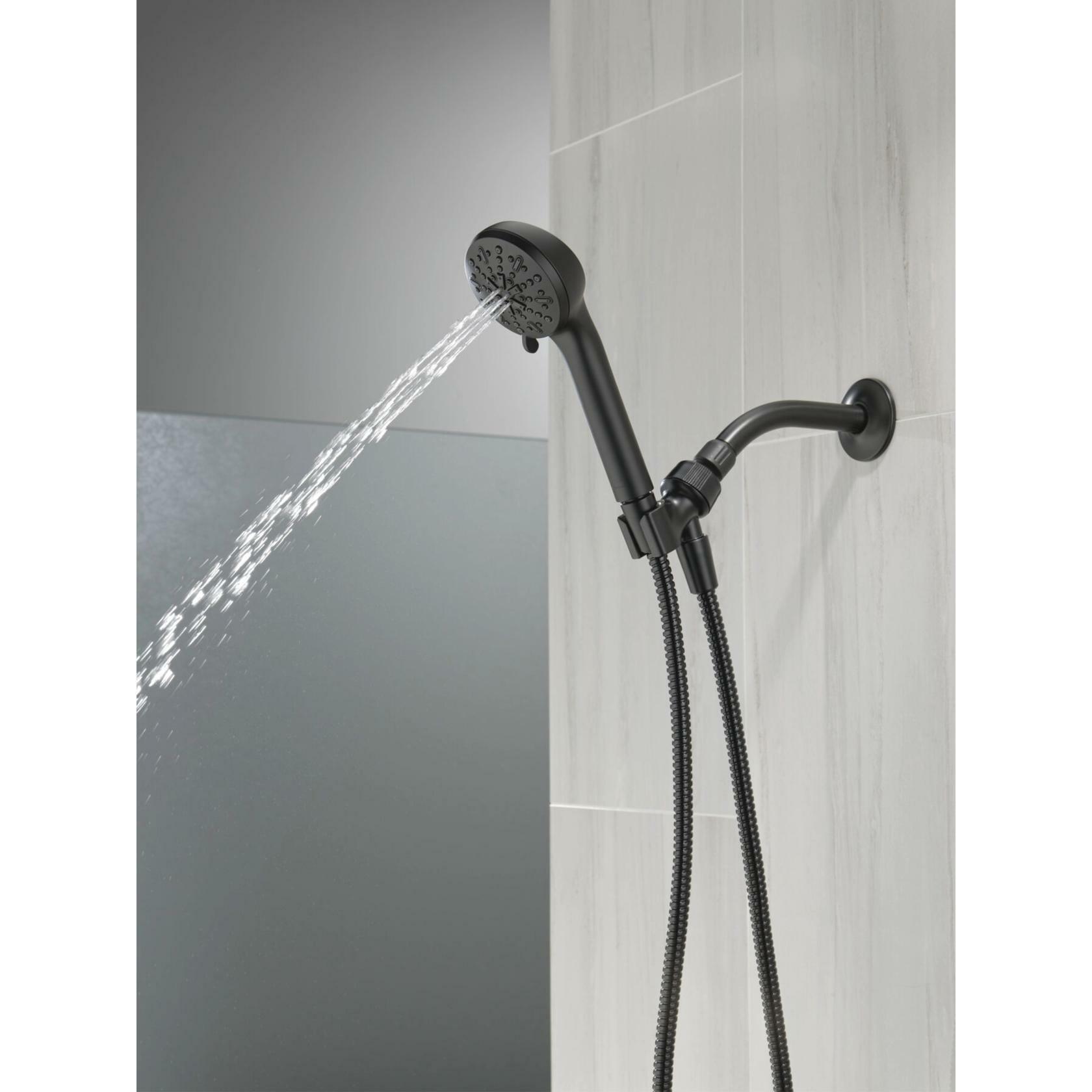 Delta Faucet 75413BL 4-Setting Handheld Shower Head Hand Shower w/ Metal Hose 1.75 GPM (Matte Black)