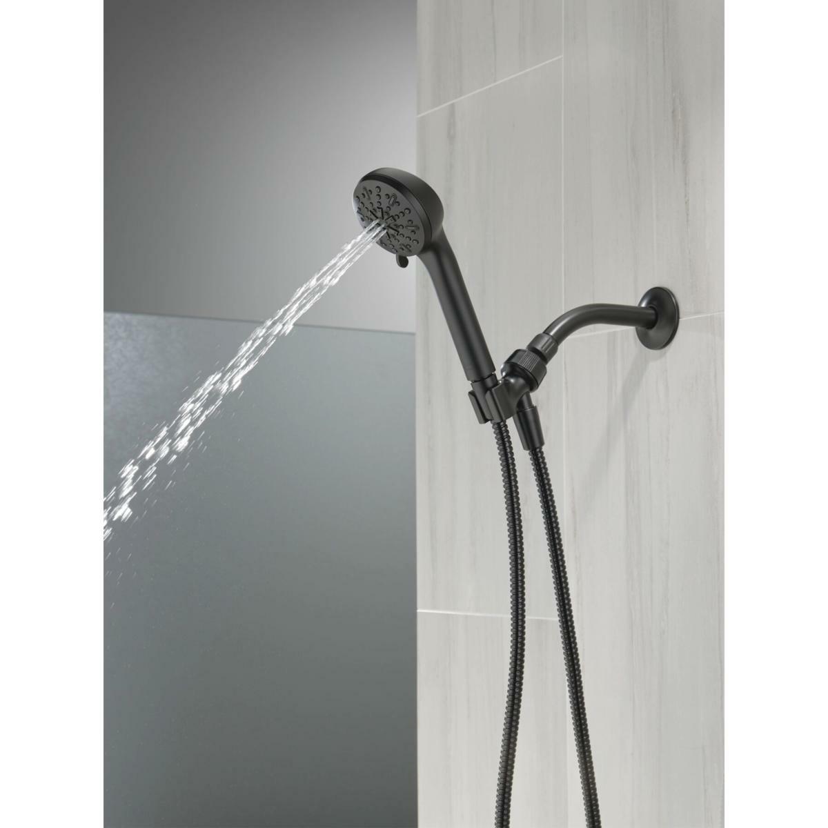 Delta Faucet 75413DBL 4-Setting Handheld Shower Head Hand Shower 2.5 GPM w/ Metal Hose (Matte Black)