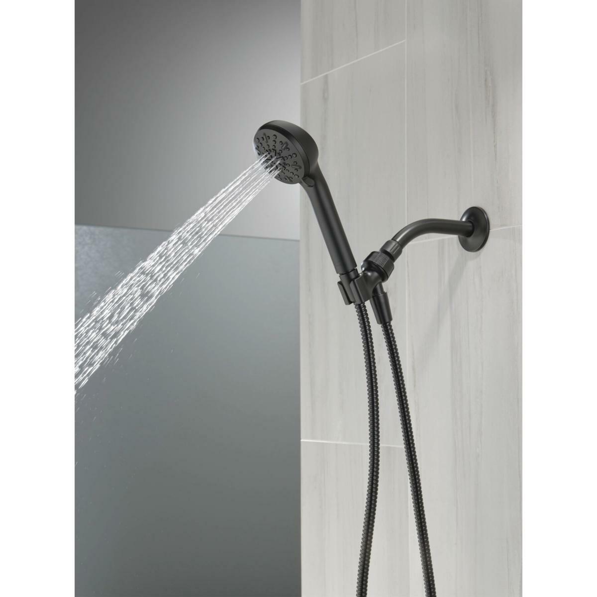 Delta Faucet 75413DBL 4-Setting Handheld Shower Head Hand Shower 2.5 GPM w/ Metal Hose (Matte Black)