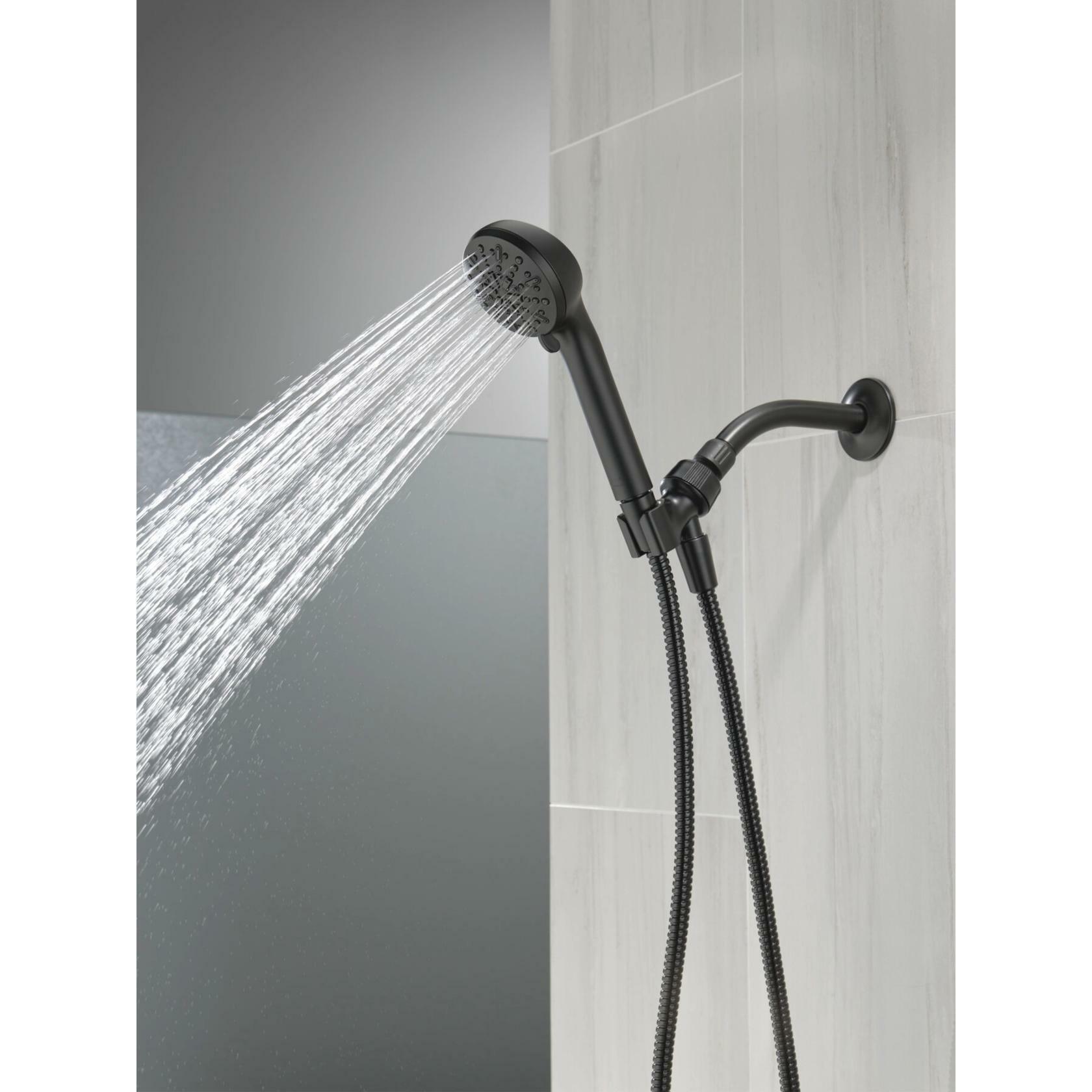 Delta Faucet 75413DBL 4-Setting Handheld Shower Head Hand Shower 2.5 GPM w/ Metal Hose (Matte Black)