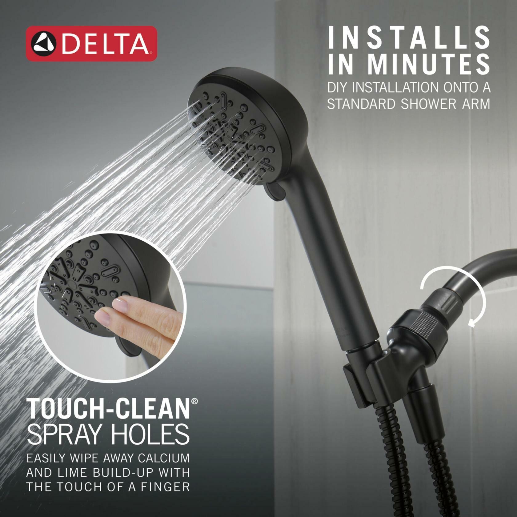 Delta Faucet 75413DBL 4-Setting Handheld Shower Head Hand Shower 2.5 GPM w/ Metal Hose (Matte Black)