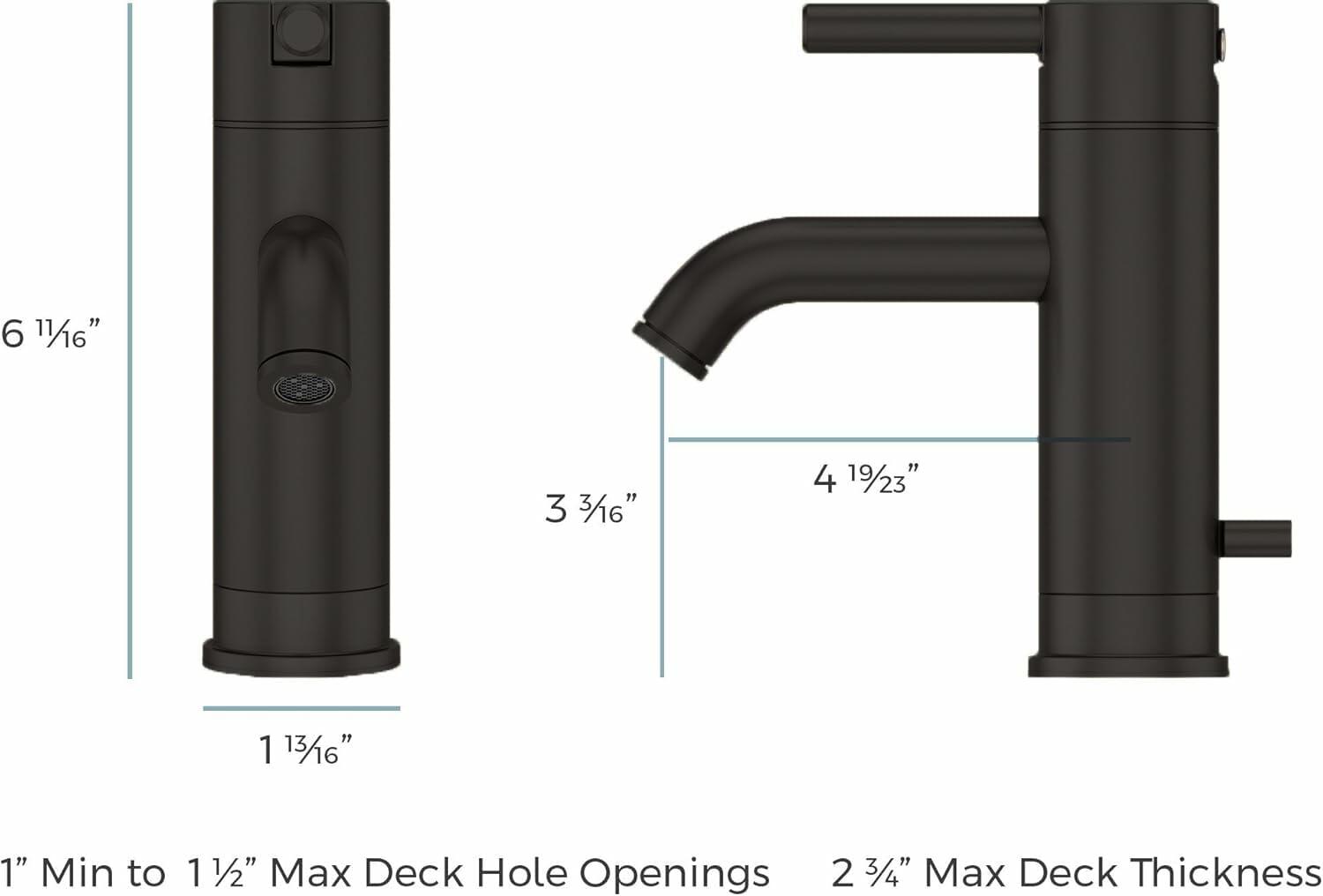 Pfister LG42-NB00 Contempra 1.2 GPM Single-Handle Bathroom Faucet w/ Pop-Up Drain (Matte Black)