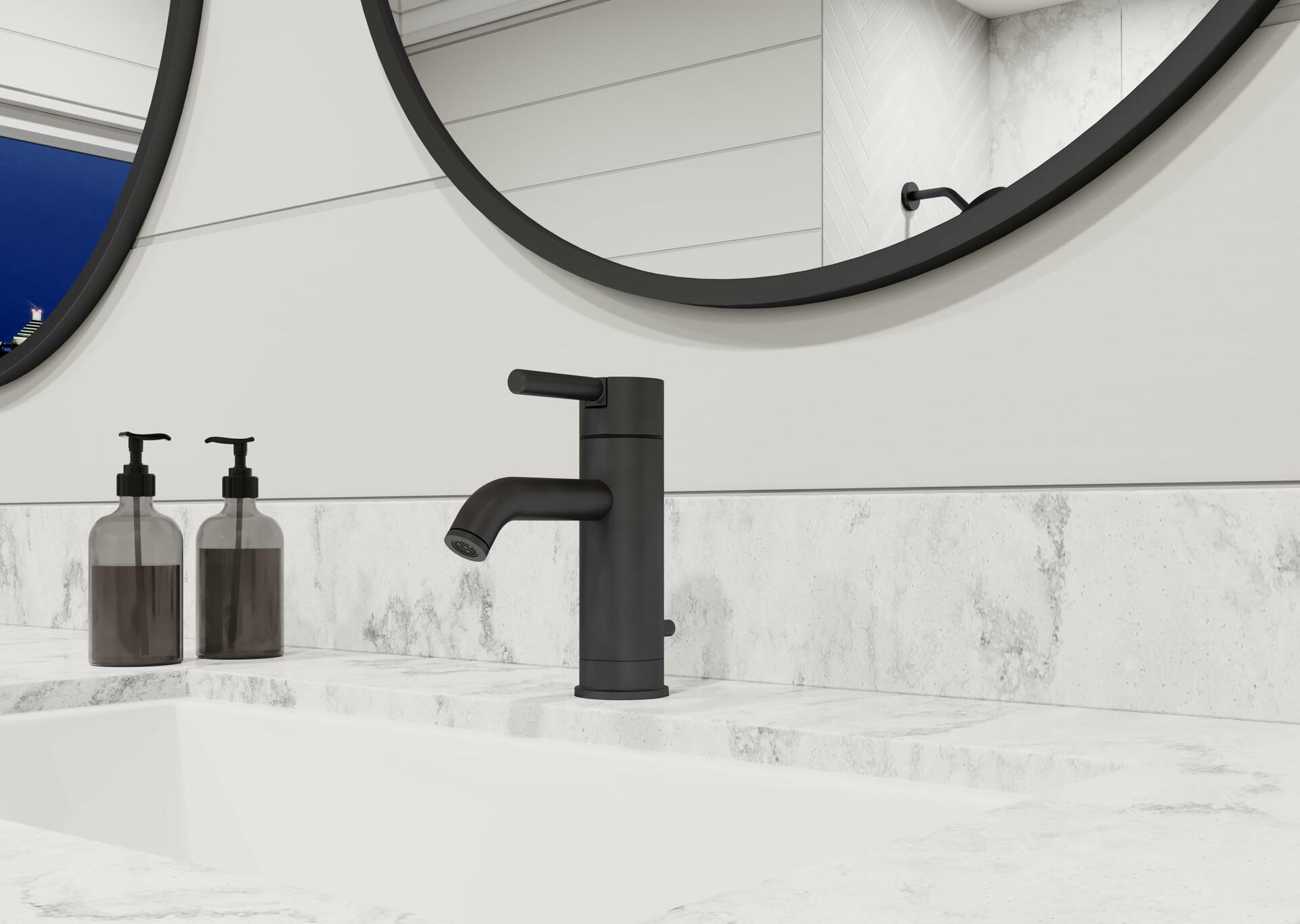 Pfister LG42-NB00 Contempra 1.2 GPM Single-Handle Bathroom Faucet w/ Pop-Up Drain (Matte Black)