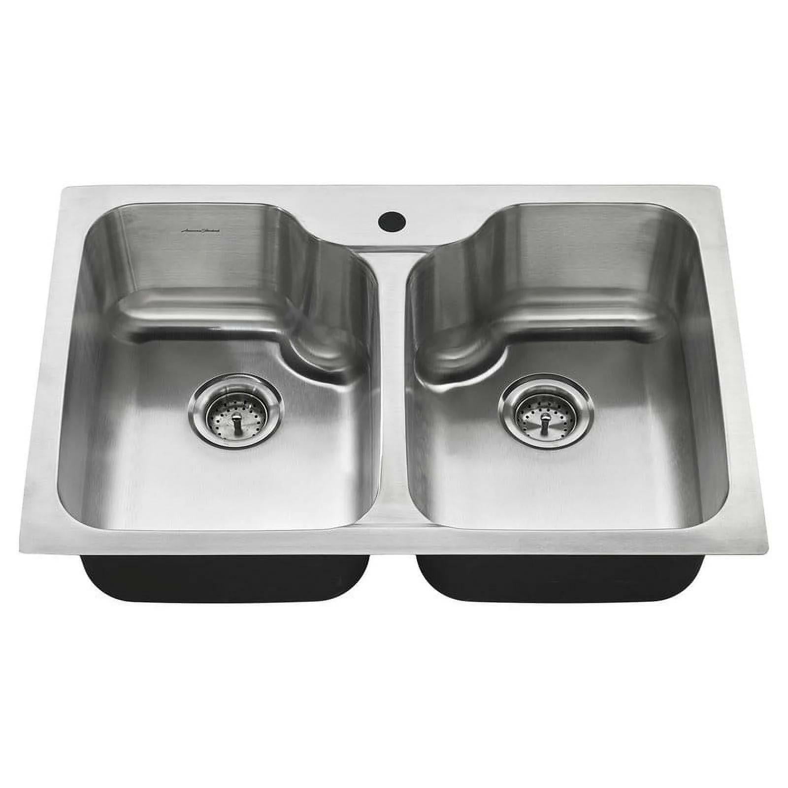 American Standard 20DB.332211.075 Tulsa 33 x 22 Inch Stainless Steel Drop-In Undermount Double-Bowl Kitchen Sink