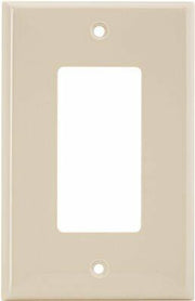 Standard Size 1-Gang Decorative Wallplate, Smooth Ivory Finish, Plastic Cover, 10-Pack