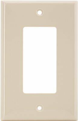 Standard Size 1-Gang Decorative Wallplate, Smooth Ivory Finish, Plastic Cover, 10-Pack