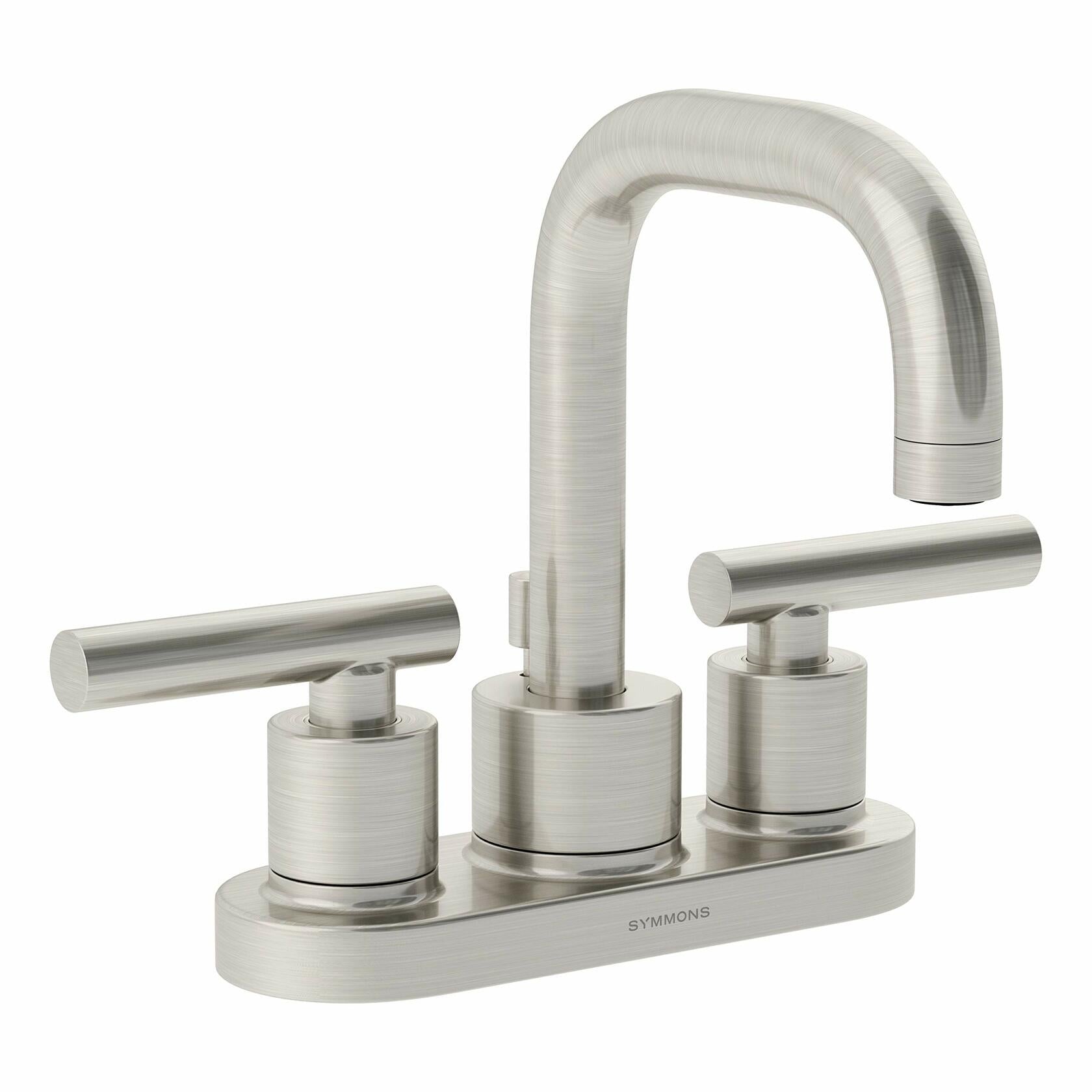 Symmons SLC-3512-STN-1.0 Dia 4" Centerset 2 Handle Bathroom Faucet Satin Nickel 1.0 GPM With Drain