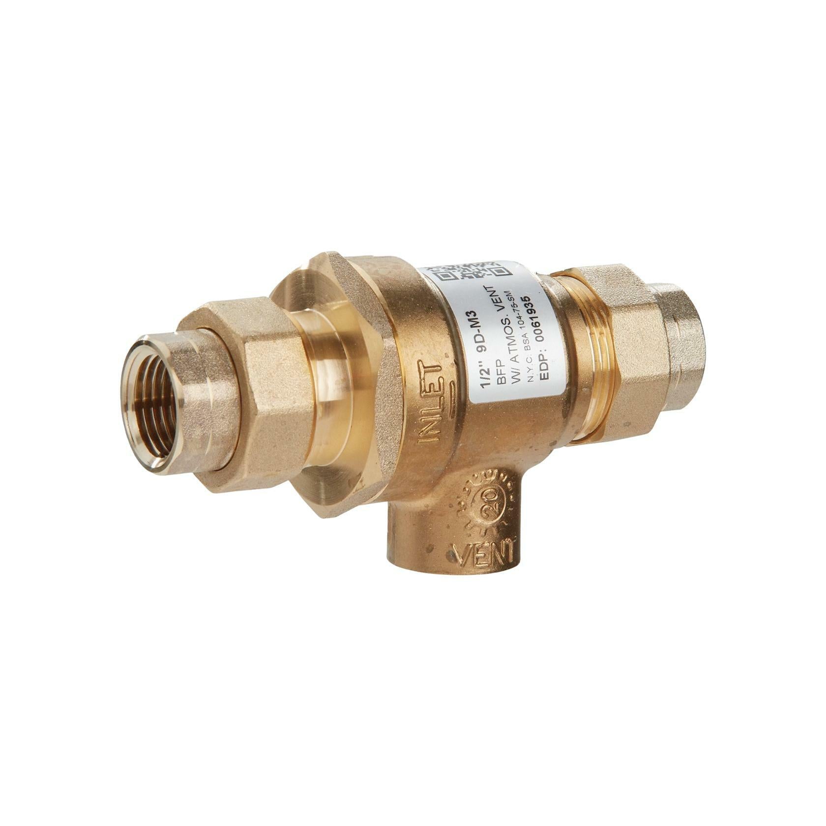 Watts 0061952 9D-S-M3 1/2" M3 Dual Check Valve Backflow Preventer w/ Atmospheric Vent