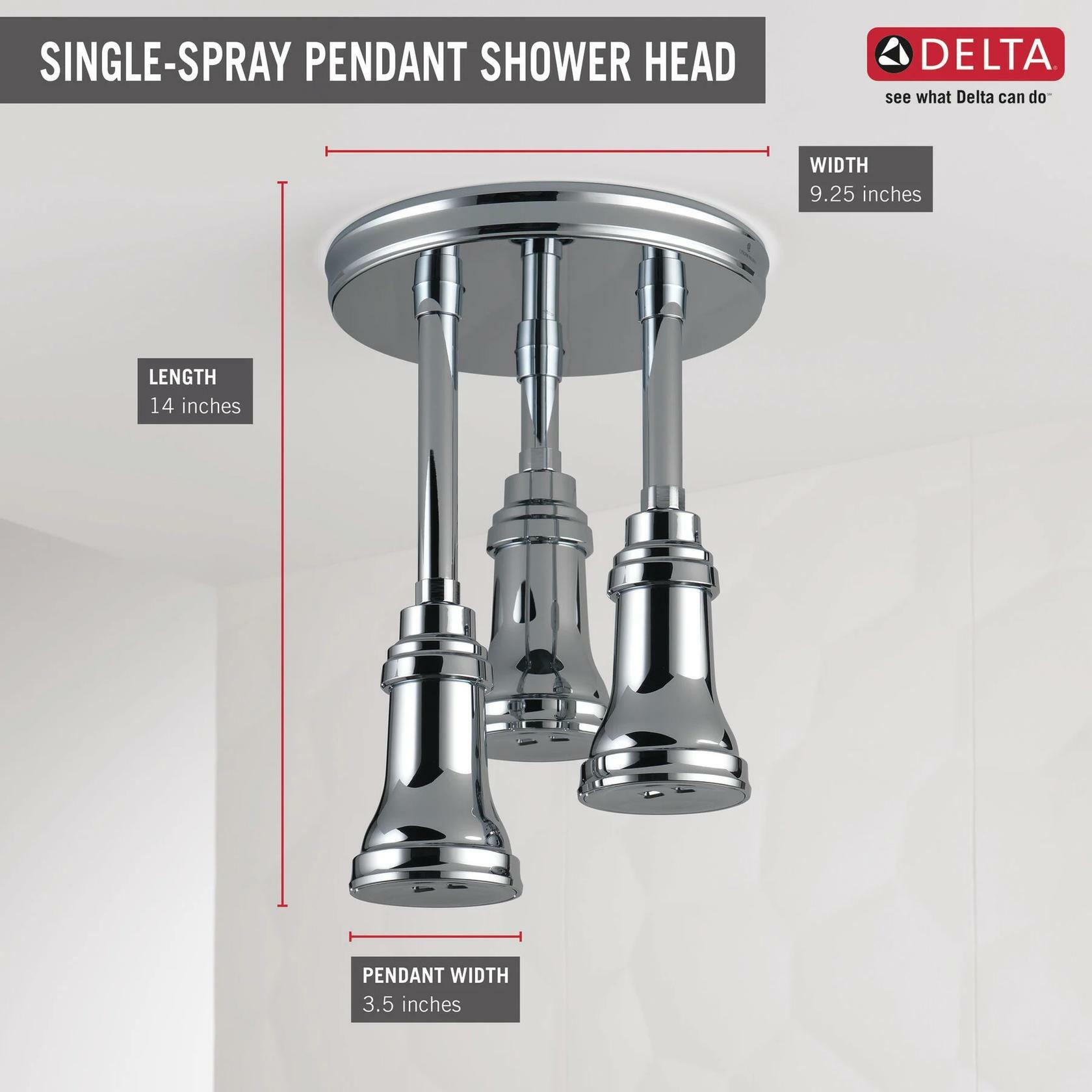 Delta 57190-25 Zura H2O Kinetic 2.5 GPM Ceiling-Mount Pendant Raincan Shower Head (Chrome)