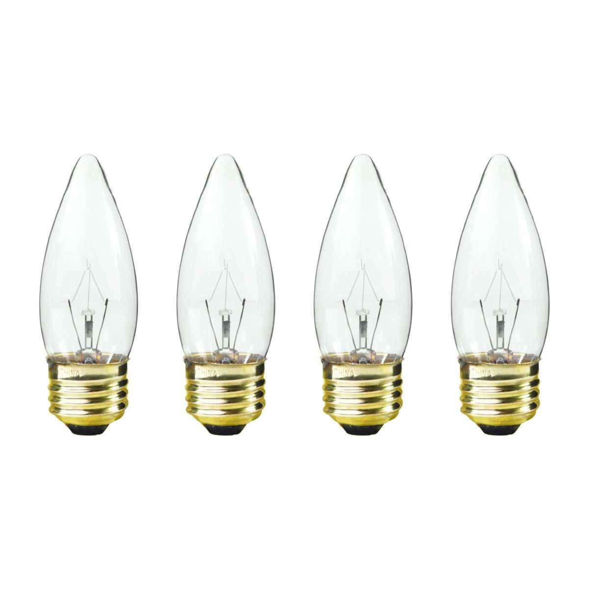 Satco A3632 40W 2700K Warm White B11 Torpedo E26 Medium Incandescent Light Bulb (Clear; Set of 4)