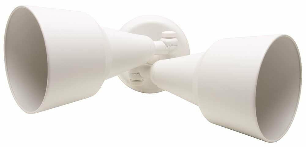 Monument 671228 Dual Head Outdoor Floodlight with Two 150W PAR Lamps Wall Mount White