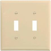 Eaton PJ2V-SP-L Polycarbonate 2 Gang Toggle Mid Size Wall Plate Ivory Gloss Finish